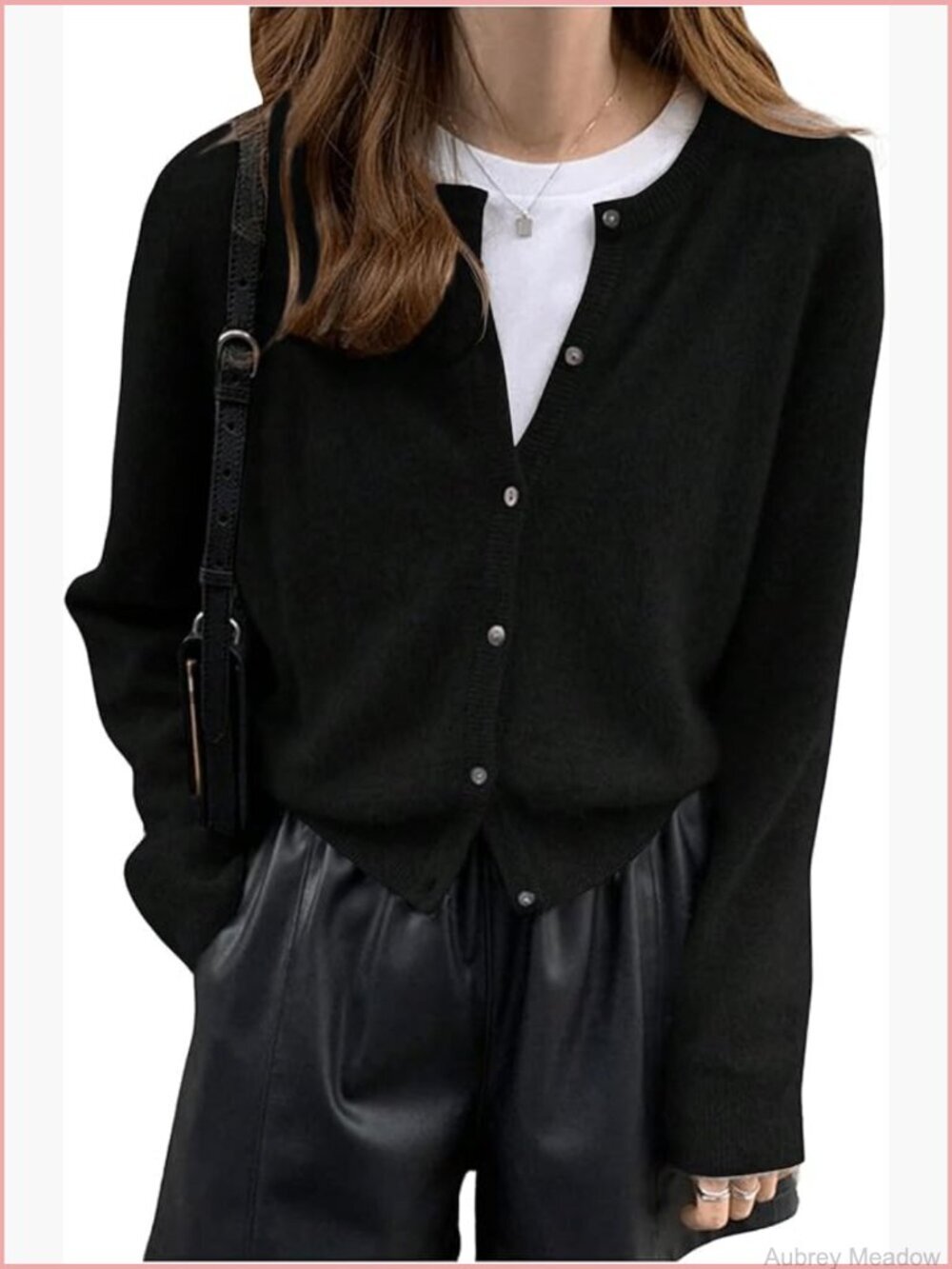 Lightweight Knit Cardigan Long Sleeve Button Down Crew Neck Sweater